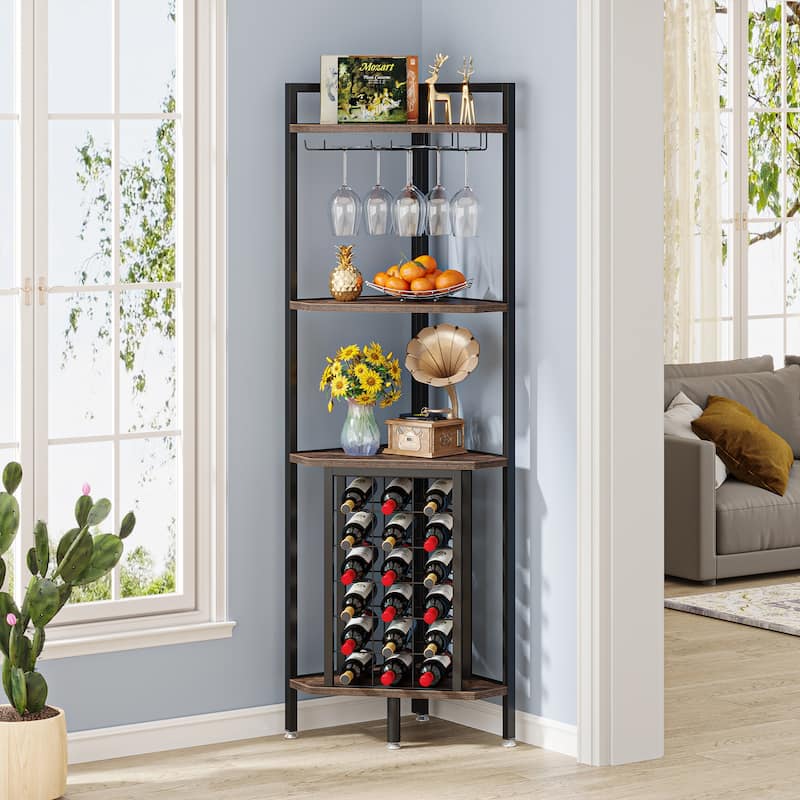 5-Tier Freestanding Corner Shelf Bookcase Open Storage Display Rack In Charcoal Gray P 2115