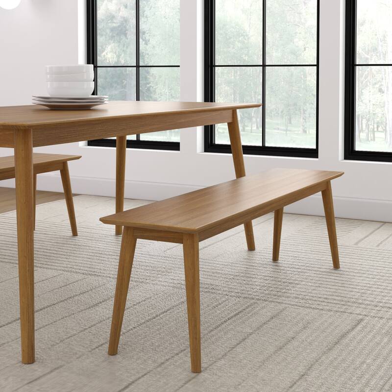 Plank and Beam Mid-Century Modern Dining Bench - 59" - Pecan