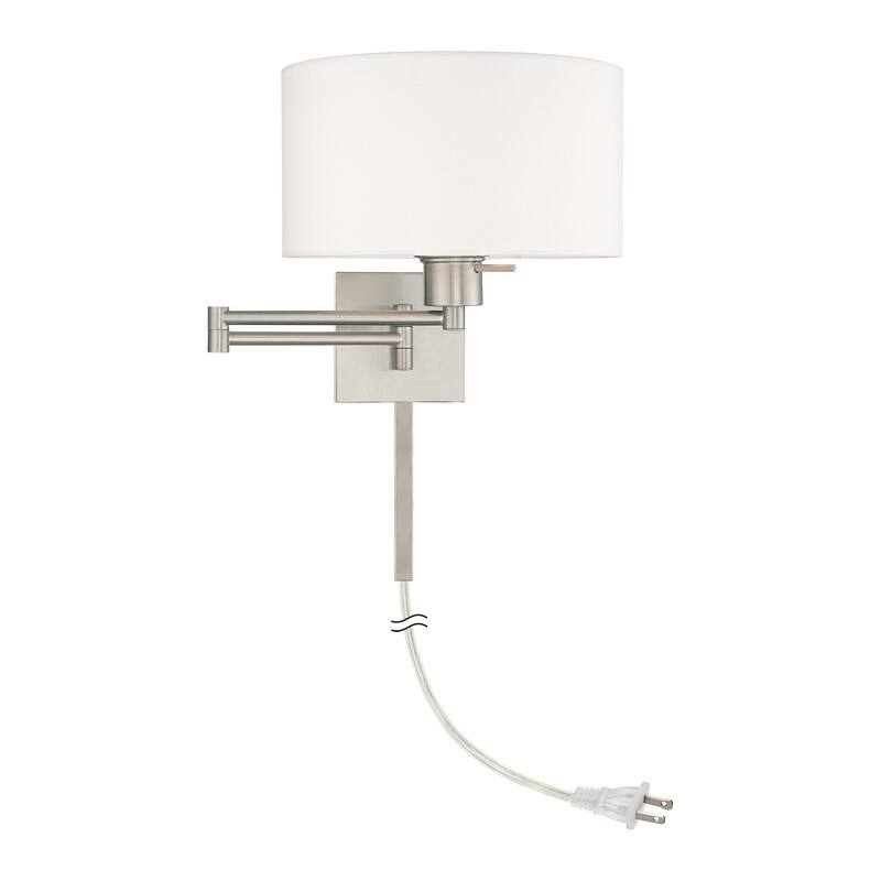 Livex Lighting 1-Light Off-White Drum Shade Swing Arm Wall Lamp, 40036