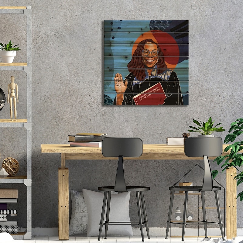 Supreme Court Justice Ketanji Brown Jackson Print On Wood by Domonique Brown - Multi-Color