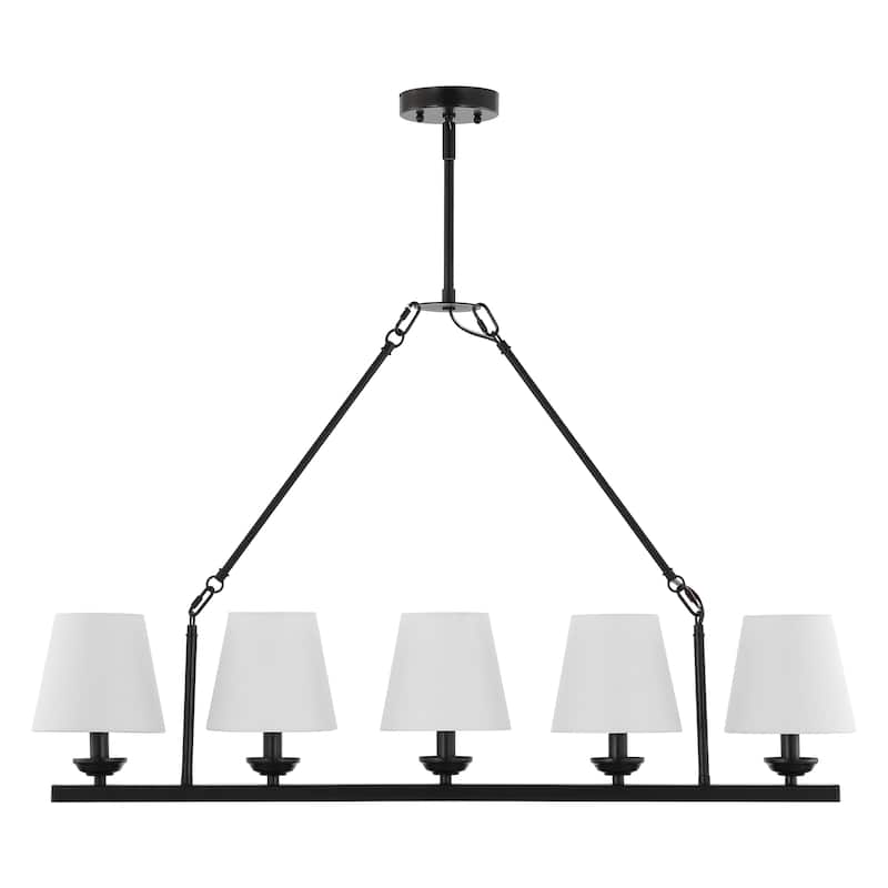 SAFAVIEH Lighting Joellyn 38" Modern & Contemporary Chandelier (5-Bulb) - 38" W x 6" D x 64" H - Black/White