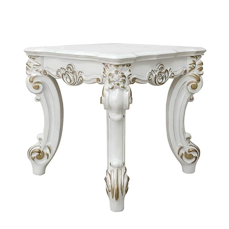 HomeRoots 26" Antique Pearl Manufactured Wood Square End Table - 40