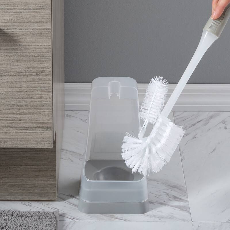 Bath Bliss Square Toilet Bowl Brush and Stand - 4.875 x 4.75 x 16"