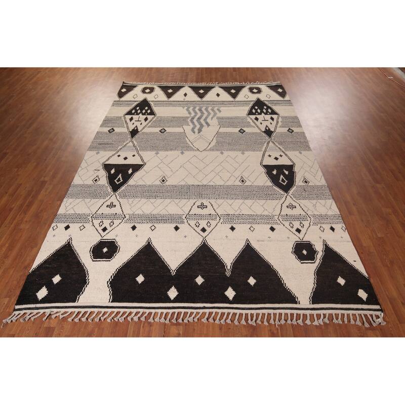 Geometric Moroccan Rug Hand-Knotted Wool Carpet - 8'9"x 12'7"