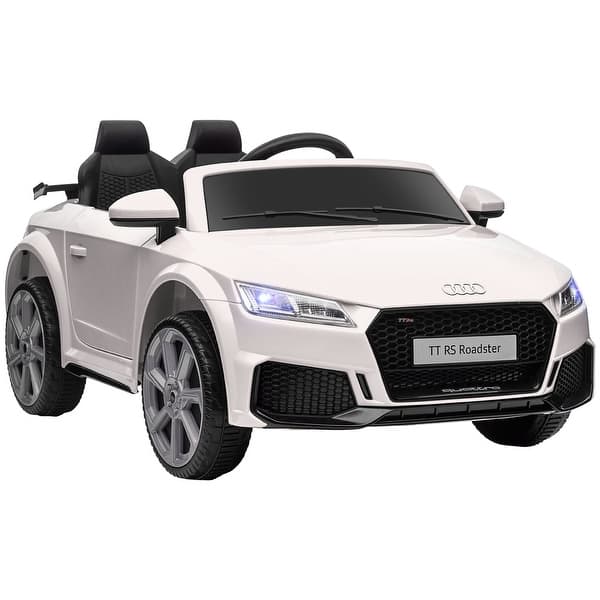 slide 2 of 12, 6V Audi TT RS Kids Electric Ride On Toy Car with Parent Remote Control, USB, Lights, for Realistic Driving Fun White