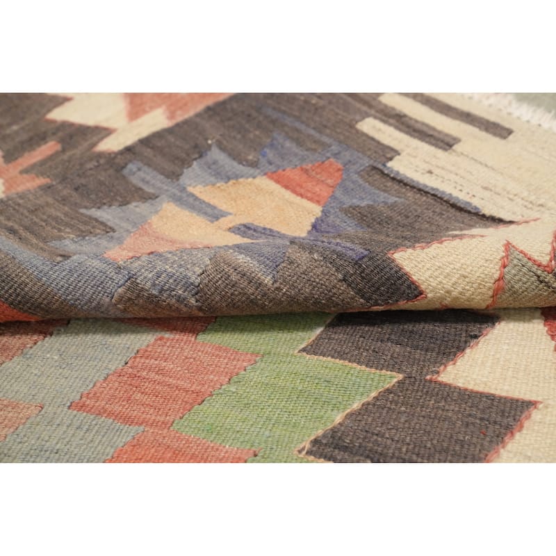 Hand Woven Oriental 100% Wool Carpet Southwestern Tribal Multi-Colored Kilim Area Rug - 10' 4'' X 6' 3''