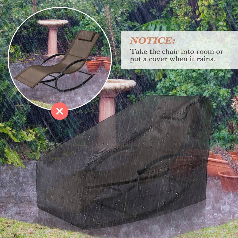 Outdoor Patio Rocking Chair Curved Rocker Chaise Lounge Chair with Pillow