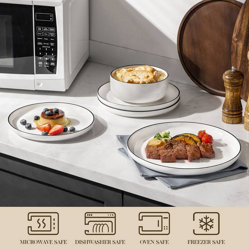 MALACASA LUNA 12-piece Porcelain Dinnerware Set (Service for 4)
