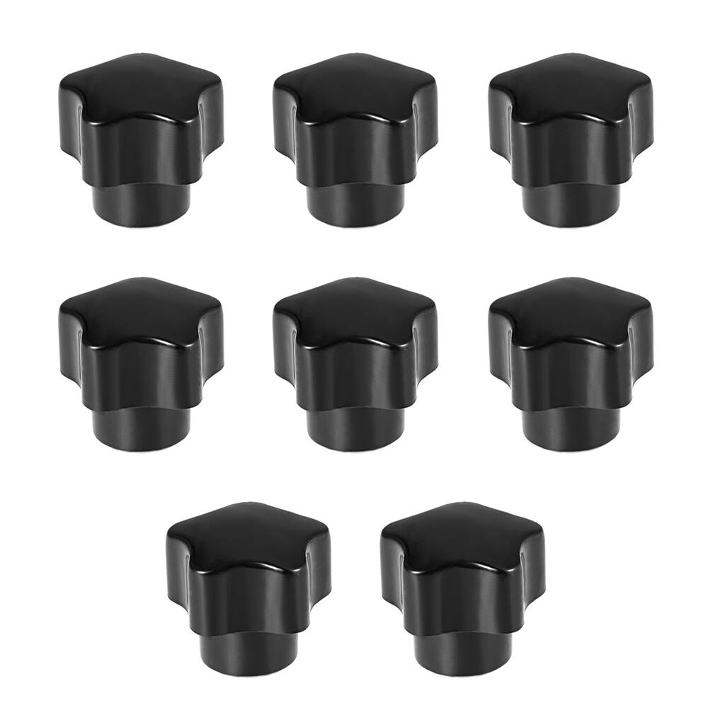 Star Knob Grip Handle M5 Diameter Insert Female Thread Set of 8 - Black