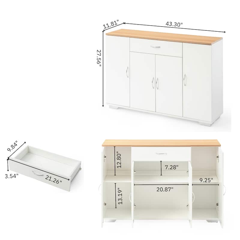 Homy Casa Kitchen Storage Cabinet with Drawer & 4 Doors