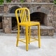 preview thumbnail 1 of 98, 24'' High Metal Indoor-Outdoor Counter Height Stool with Vertical Slat Back Yellow