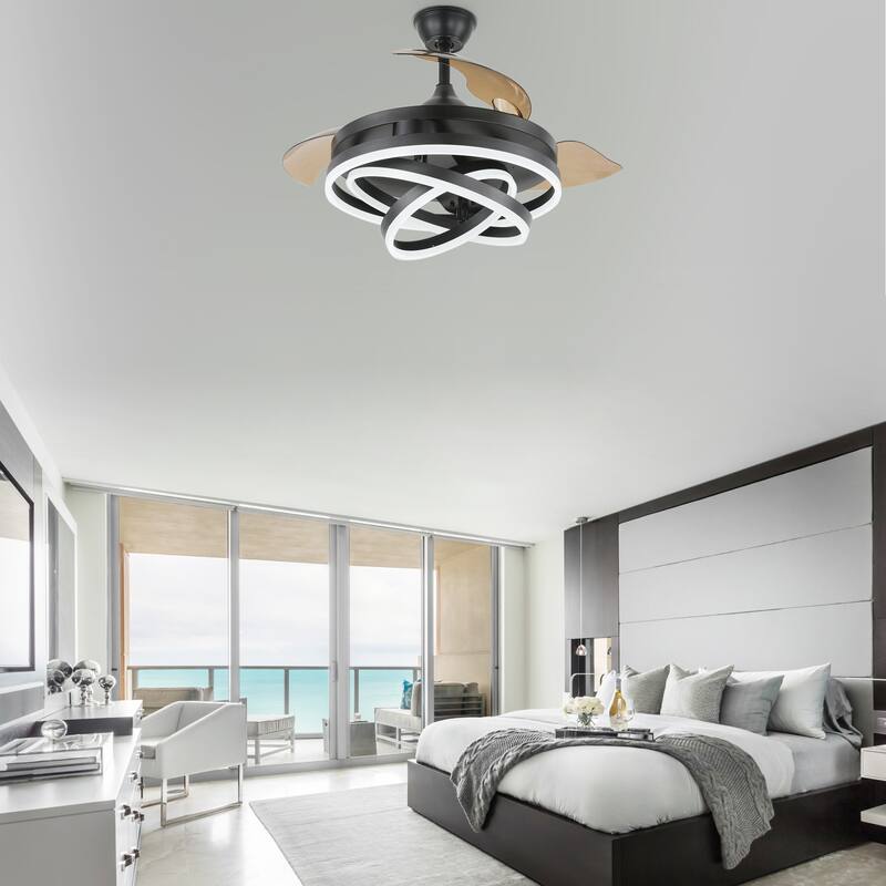 Oaks Aura 42in.Dimmable LED DIY Shape Modern Ceiling Fan With Lights, 6-Speed Latest DC Motor Quiet Ceiling Fan With Remote