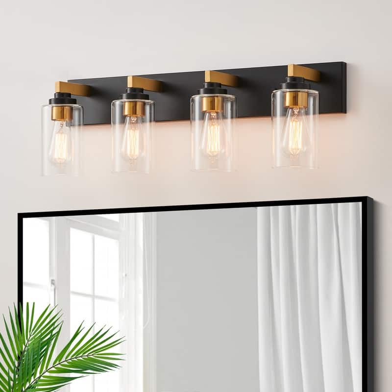 KAWOTI 28.4" 4-Light Bathroom Vanity Light with Clear Glass Shade