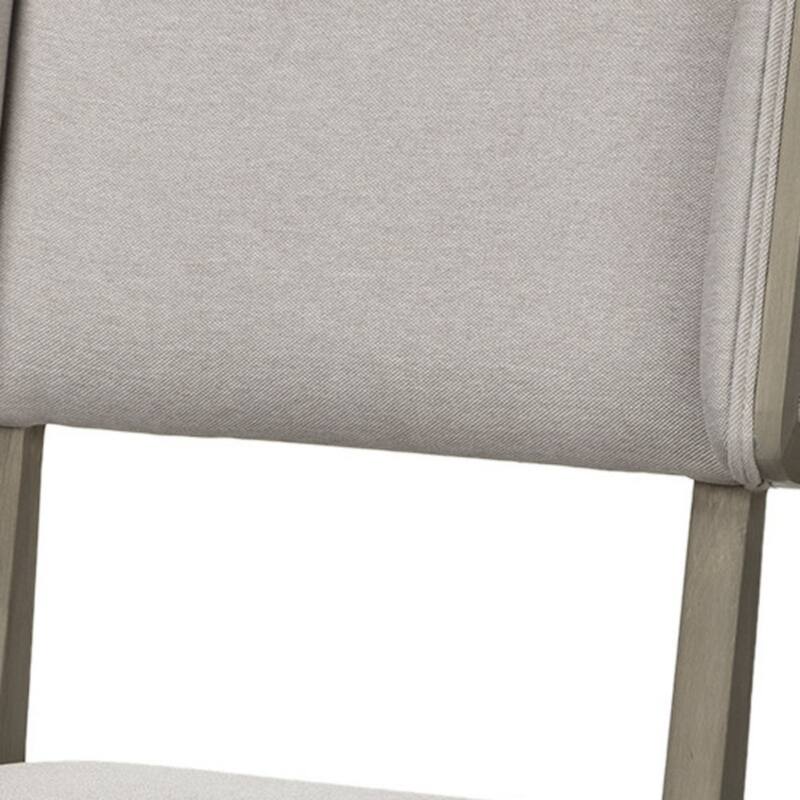 Set of 2 Modern Light Grey Fabric Upholstered Side Dining Chairs with Open Back and Wood Legs - 36.8”H x 19”W x 23.5”D