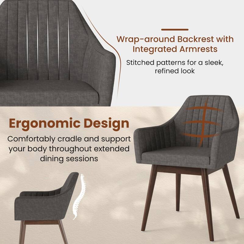Gymax Set of 4 Dining Chairs Upholstered Kitchen Table Chairs w/ Solid