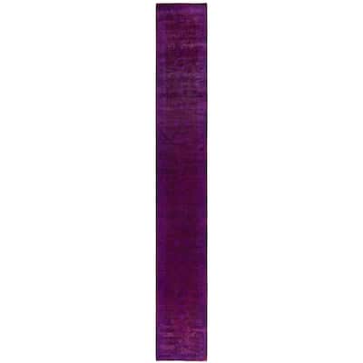 Overdyed One-of-a-Kind Hand-Knotted Area Rug - Purple - 2' 7" x 18' 3"