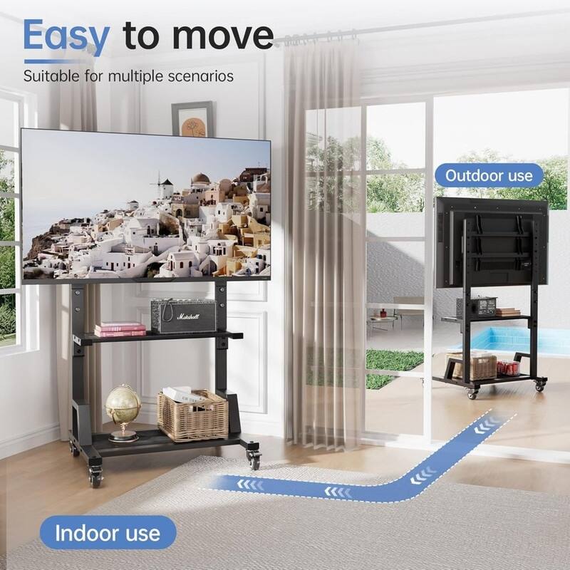 Rolling TV Stand with Large Storage