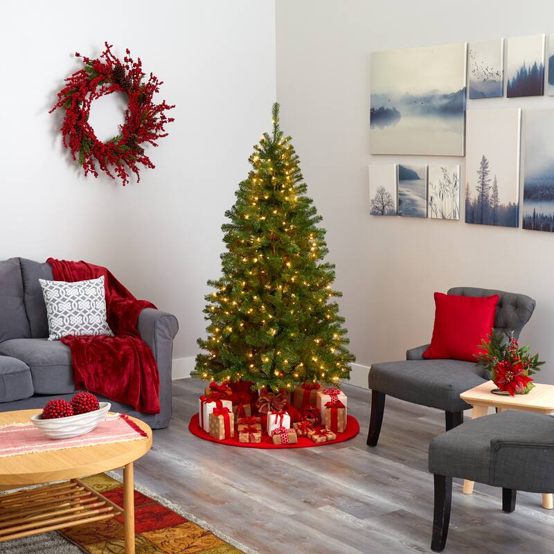 6ft. Artificial Christmas Tree with 300 Warm Clear Lights and 596 Tips - Classic Full X-Mas Glow