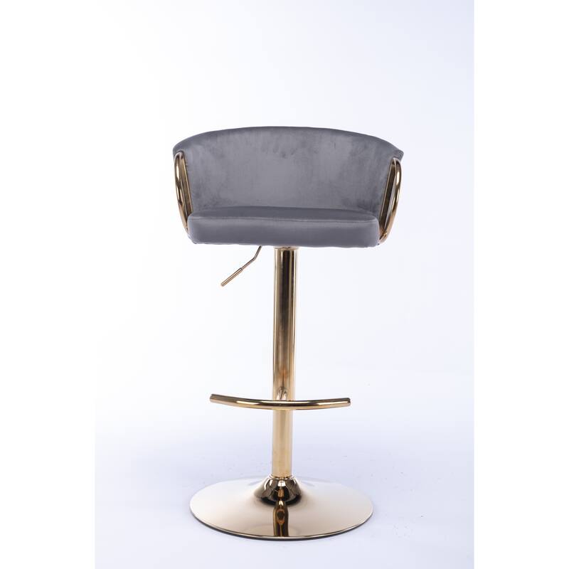 Velvet Swivel Bar Stools Set of 2, Counter Height Dining Chair with Padded Seat, Kitchen Island Stools with Footrest