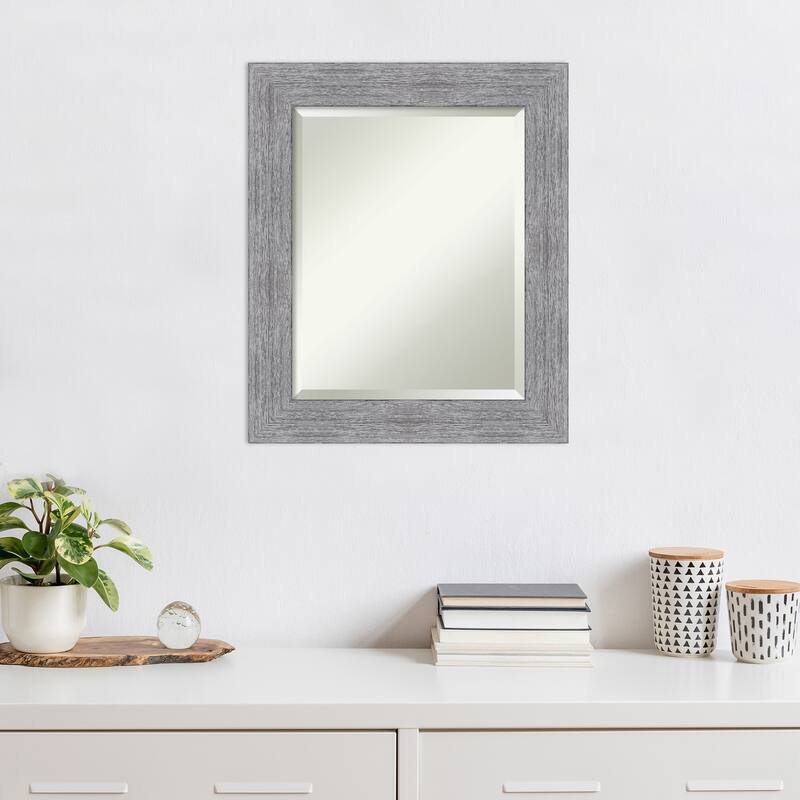 Beveled Wall Mirror - Bark Rustic Char Frame