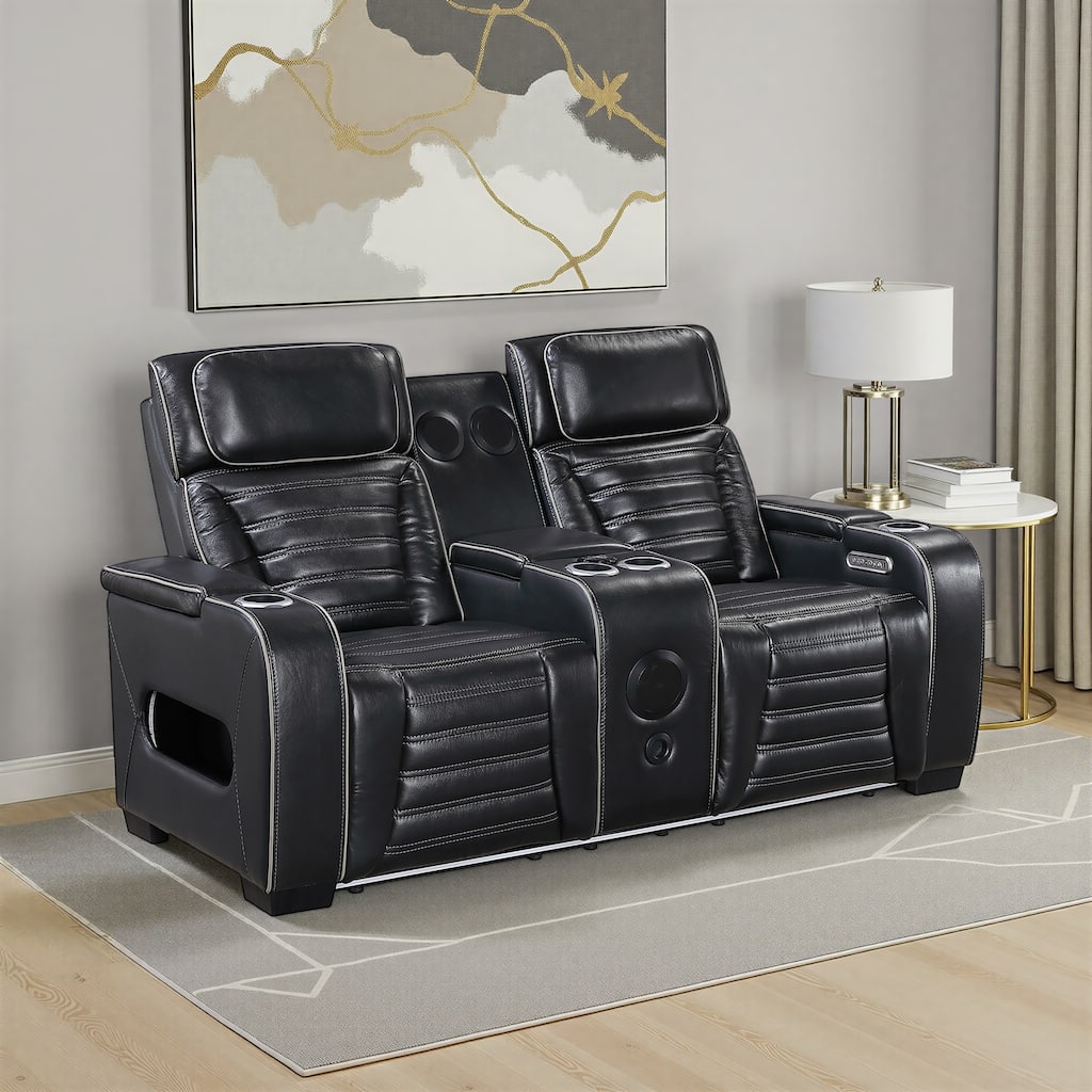 Arbor 73" Leather Power Double Reclining Loveseat with Center Console