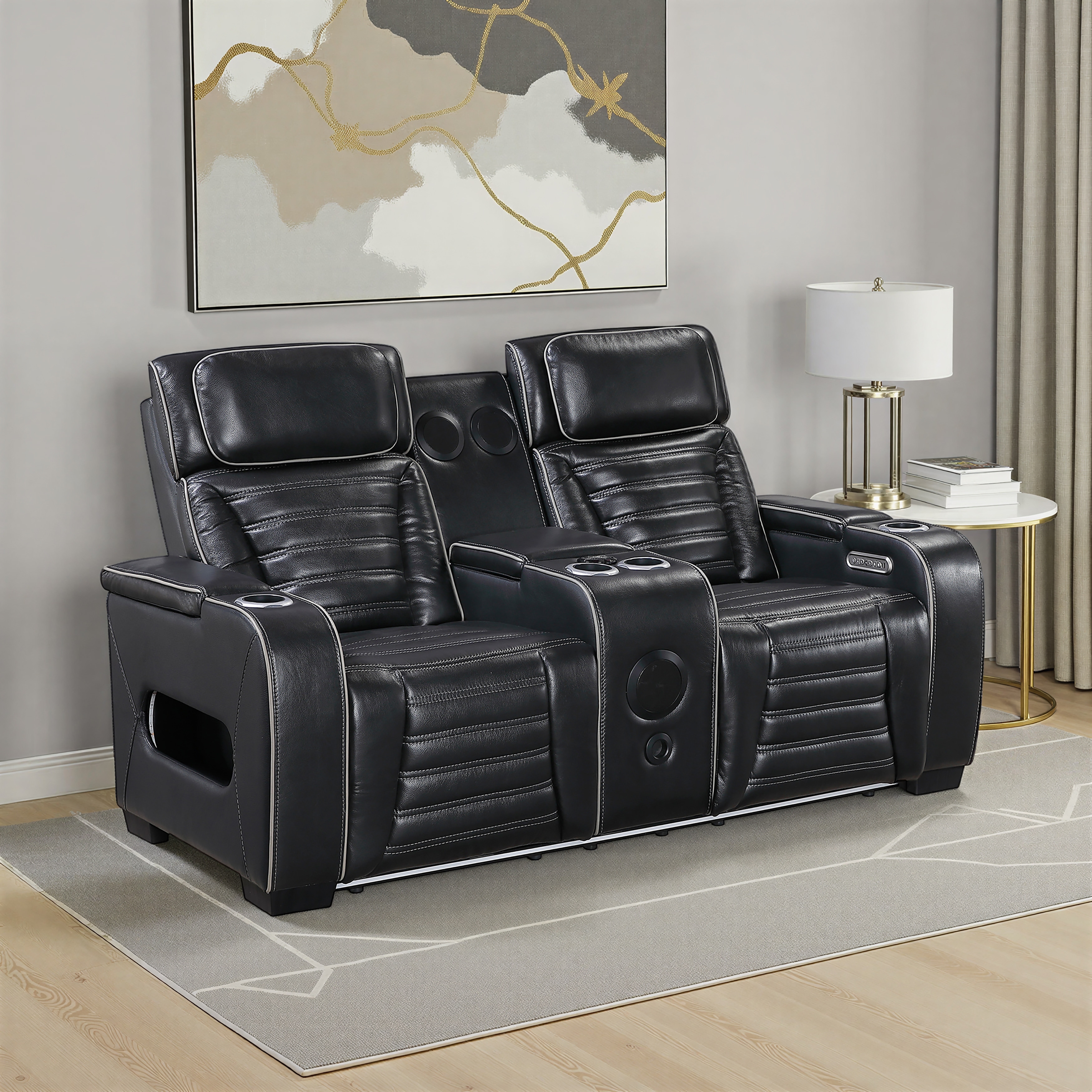 Arbor 73" Leather Power Double Reclining Loveseat with Center Console