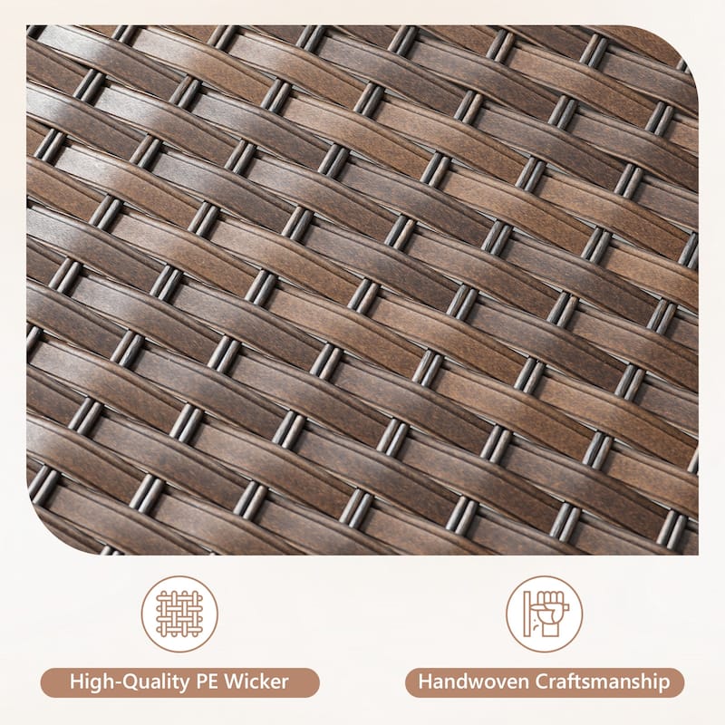 TWrap 5-Piece Patio Brown Wicker Sofa Conversation Set with 5-Inch Thick Cushions