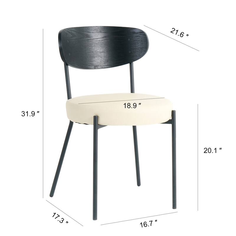 Modern Kitchen Dining Chair with Back and Metal Legs(Set of 2)