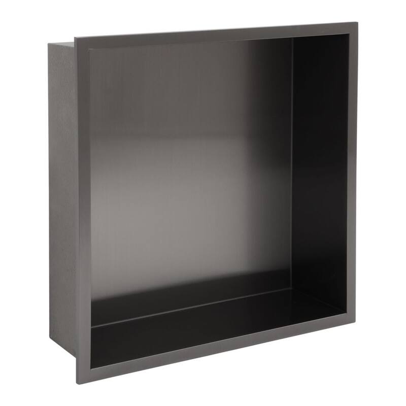 Kichae Shower Niche 15" Black Stainless Steel Shower Niche - Gunmetal grey