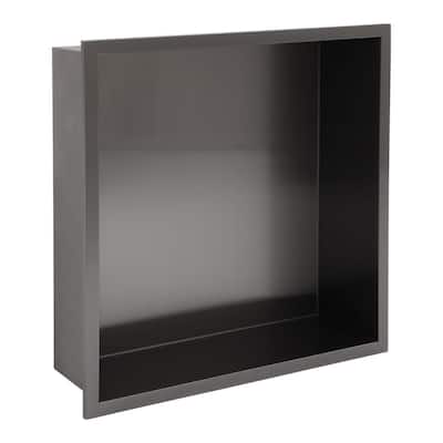 Kichae Shower Niche 15" Black Stainless Steel Shower Niche - Gunmetal grey