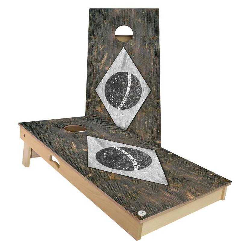 Brazil Flag Rustic Outdoor Cornhole Board Set - Backyard 2x4 - Include Hole Lights