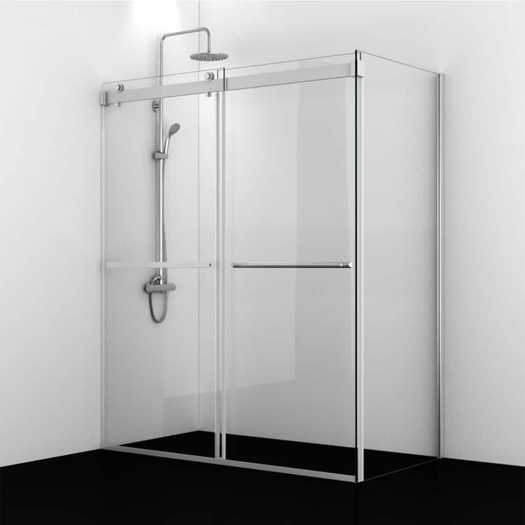Spezia 60" W x 76" H Frameless Shower Enclosure in Polished Chrome - 60" W x 76" H