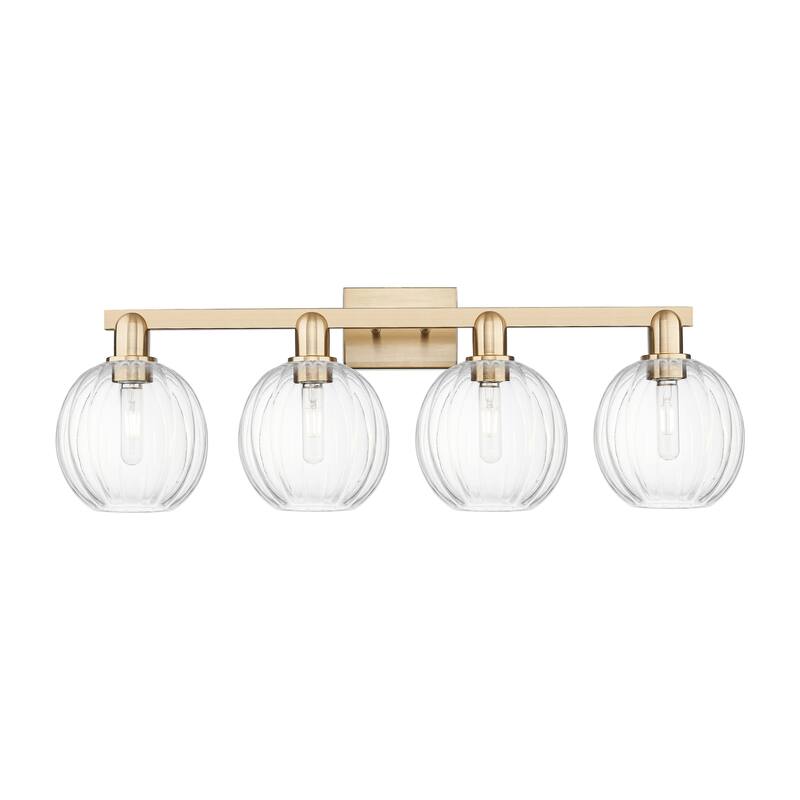Innovations Lighting Downtown Urban - Preston - 4 Light 36" Globe Shade Bath Vanity Light - Clear/Champagne Bronze