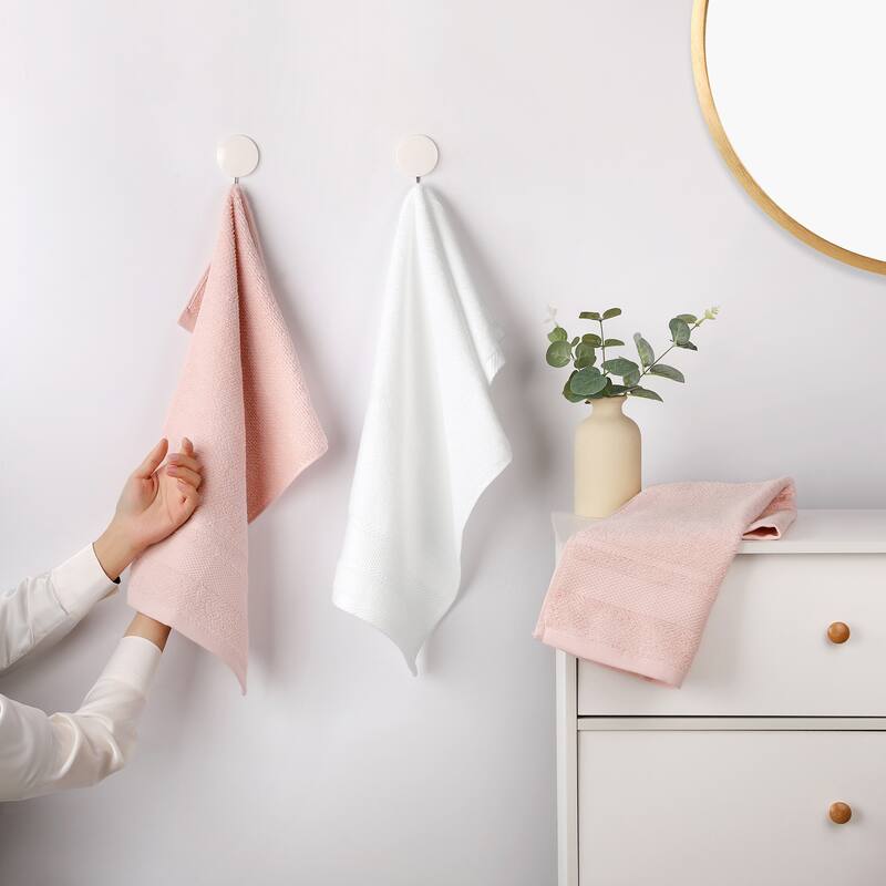 Solid Hand Towels,Cotton for Bathroom Soft Absorbent Gifts Towel for Hand Drying and Face Wash - Blue - 4 Pack