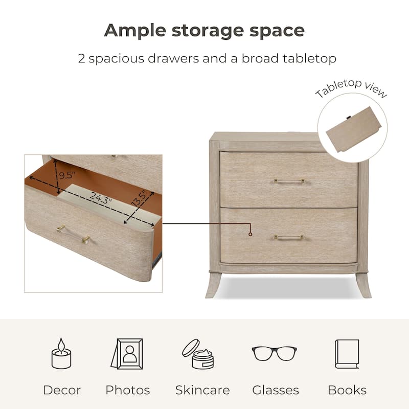Furniture of America Kian Modern 3-Piece Natural Oak Solid Wood Chest and 2 Nightstand Bedroom Set