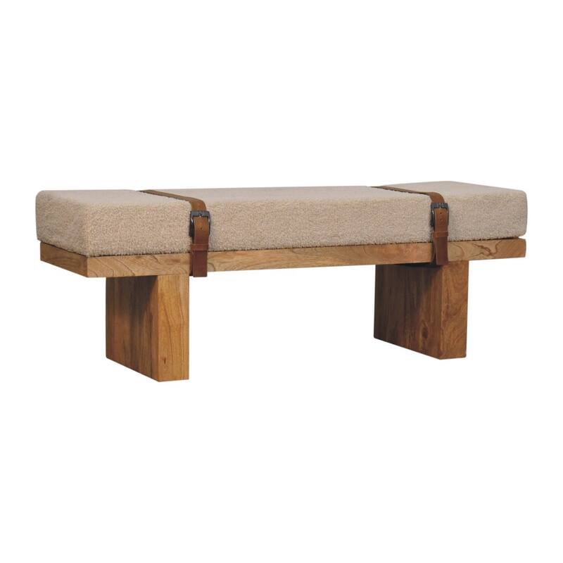 Artisan Furniture Solid Wood, Upholstered Belmont Cream Boucle Bench