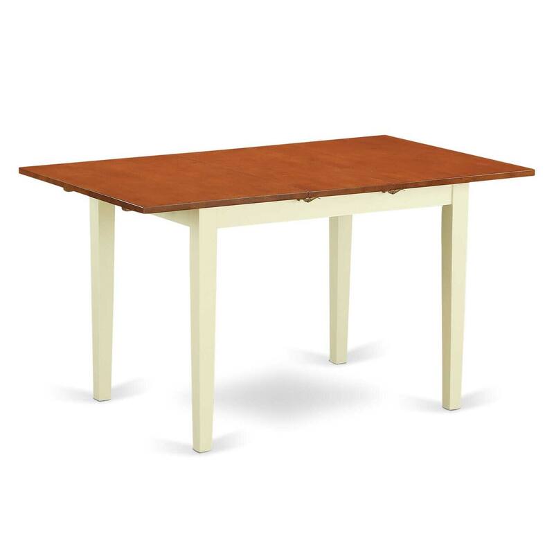 HomeStock 3-Pc Linen White Finish Rectangular Solid Wood Top Dining Table Set