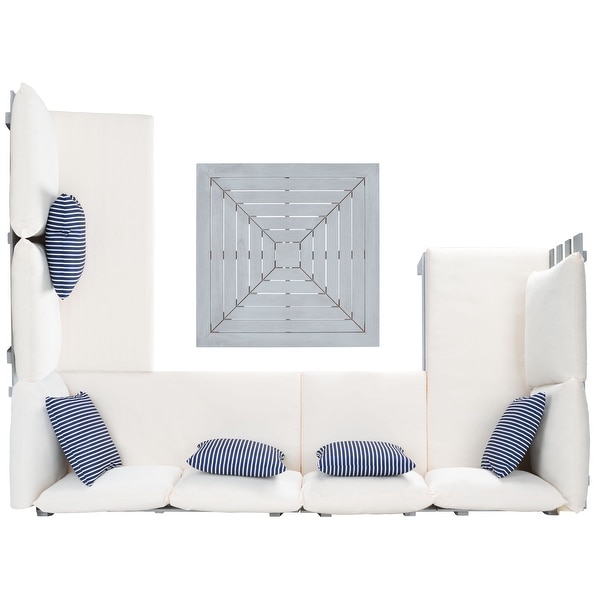 SAFAVIEH Outdoor Granton 5 piece Solid Wood Sectional Conversation Set Bed Bath Beyond 28788576