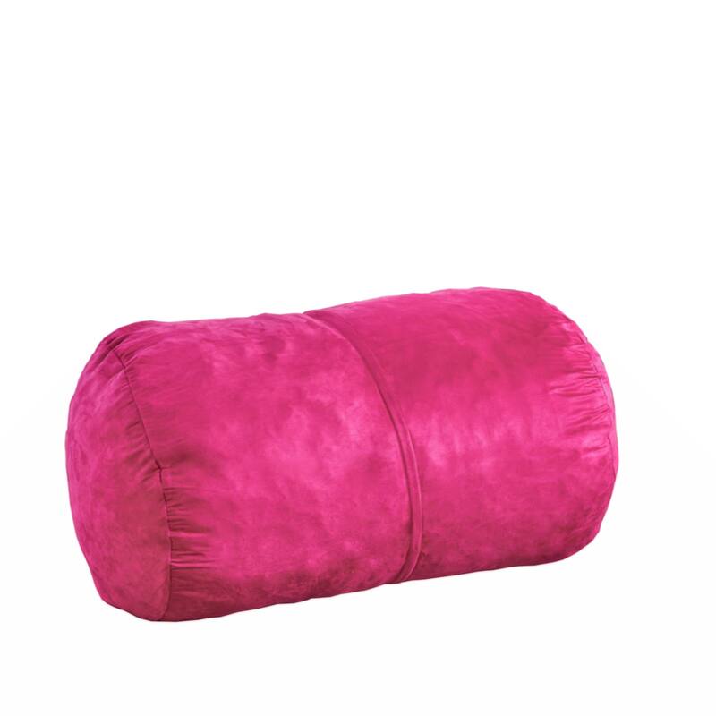 Michael 4 Foot Cylindrical Suede Bean Bag, Fuchsia - Fuchsia