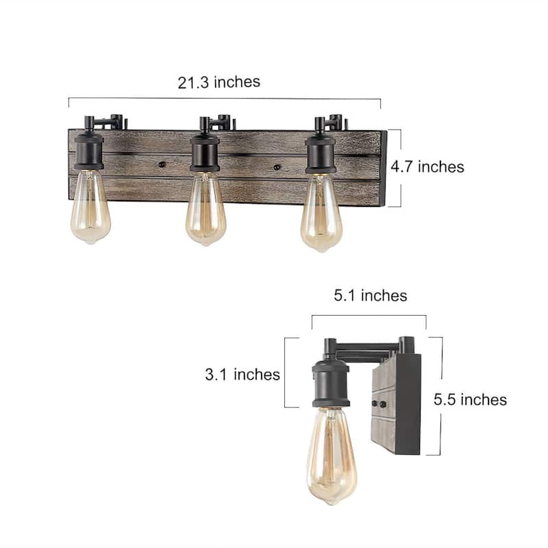 Carbon Loft Astrid 3-light Wall Lamps Wood Wall Sconces Bronze Indoor Wall Lighting Fixture for Kitchen,Bathroom