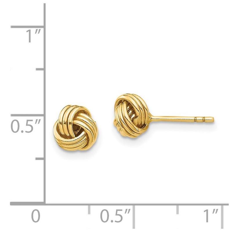 Curata 14k Yellow Gold 6.45x6.44mm Love Knot Post Earrings