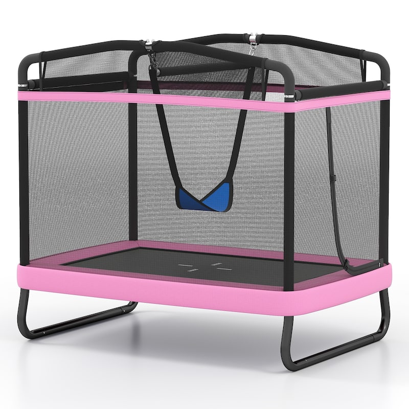 6 FT Kids Trampoline with Swing and Horizontal Bar and Padded Spring Cover for Indoor or Outdoor