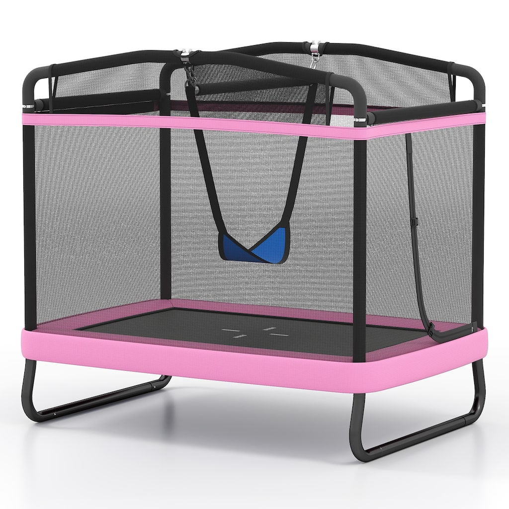 6 FT Kids Trampoline with Swing and Horizontal Bar and Padded Spring Cover for Indoor or Outdoor