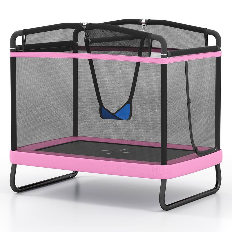 Gymax 6 FT Kids Trampoline w/Swing & Horizontal Bar Safety Enclosure