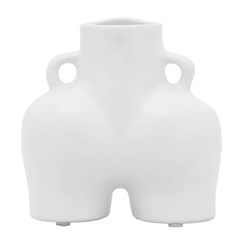 Sagebrook Home 6" Half Body Vase Contemporary Abstract Ceramic Body Shaped Flower Vase Unique Decorative Table Accent