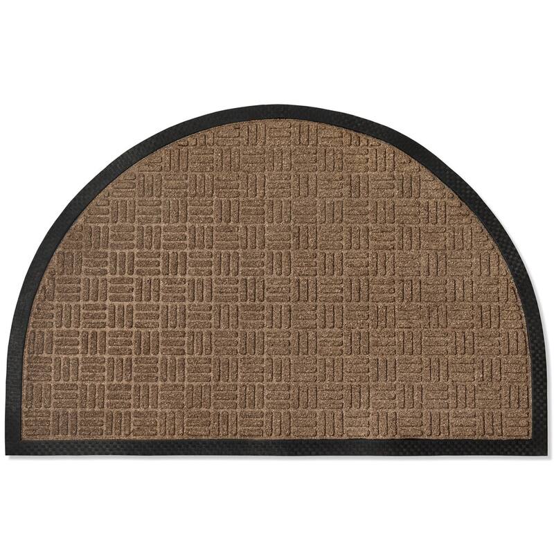 Envelor Door Mat Indoor Outdoor Low Profile Commercial Entryway Rug - 24" x 36" - Half Round- Brown