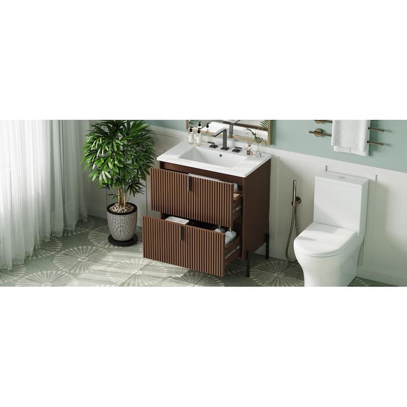 Freestanding Bathroom Vanity with Ceramic Sink