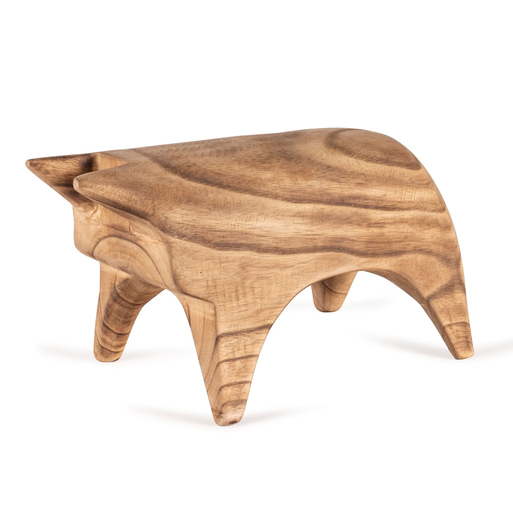 Matteo Decorative Wood Bull Sculpture - 10" x 5.5" x 5.5"