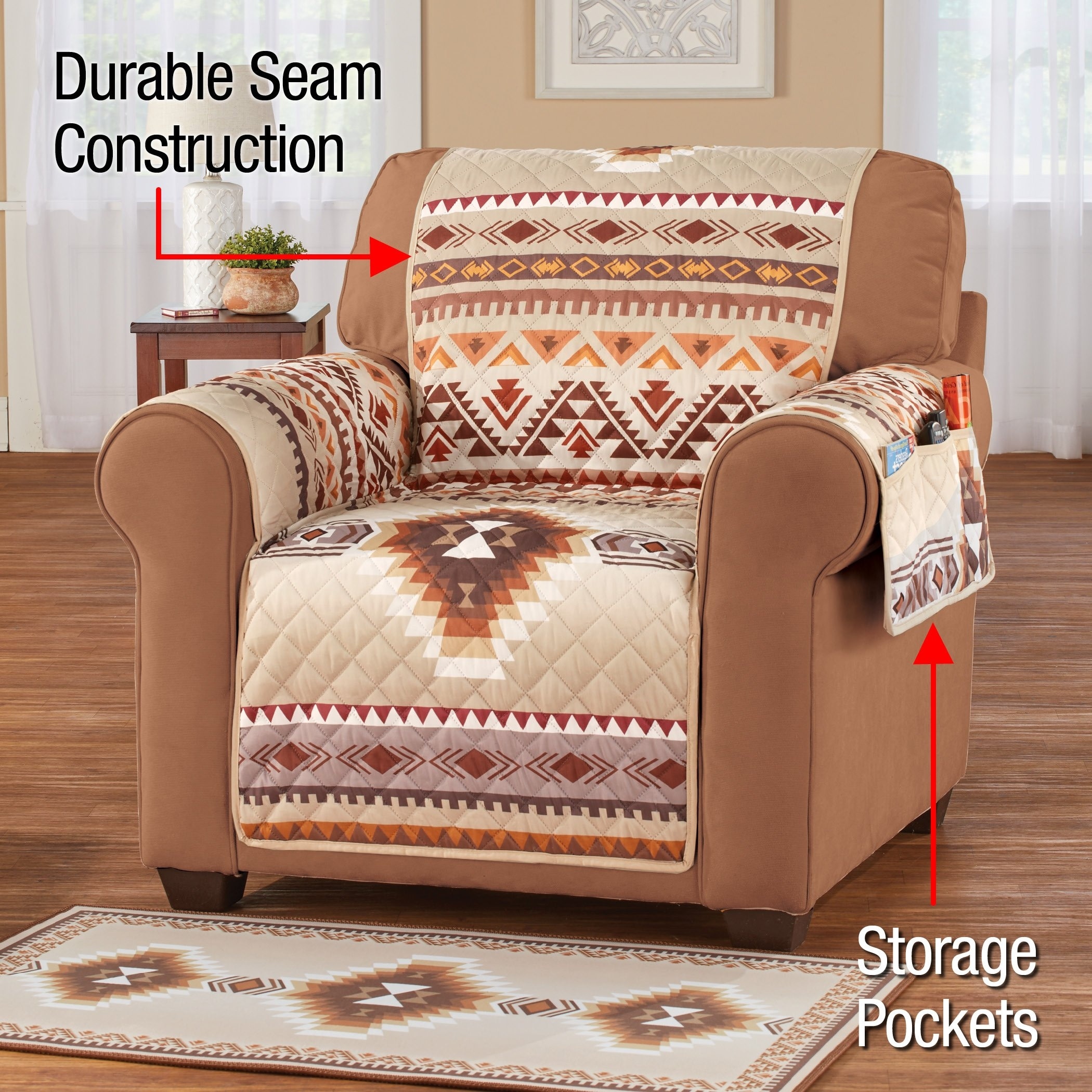 家具 sweetback Quilted Neutral Southwest Aztec Furniture Cover - Sofa - On Sale