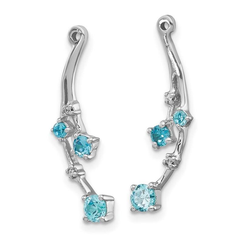 Curata 14k White Gold Diamond and Blue Topaz Earrings Jackets - 23x8mm Wide